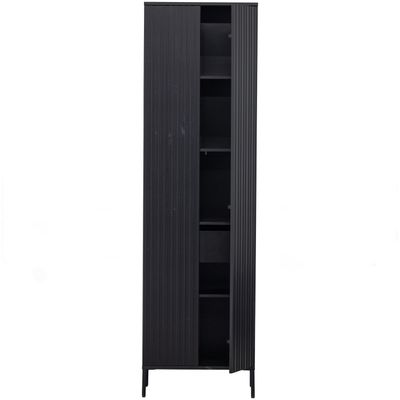 WOOOD NEW GRAVURE Högskåp med Låda i Svart Furu