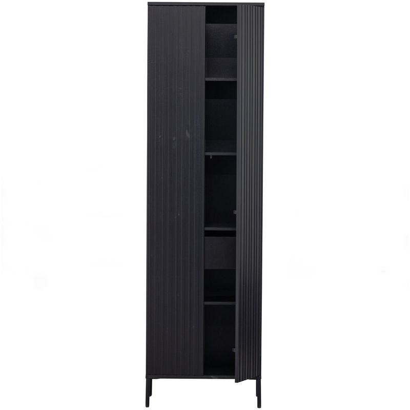 WOOOD NEW GRAVURE Högskåp med Låda i Svart Furu