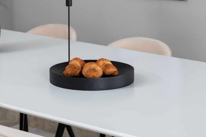 Venture Home Velvet & Polar 6 st Matstolar Beige + Rektangulärt Matbord 240 x 100 Vit