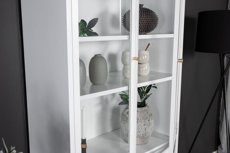 Venture Home Bakal Vitrinskåp i Vit Stål och Glas