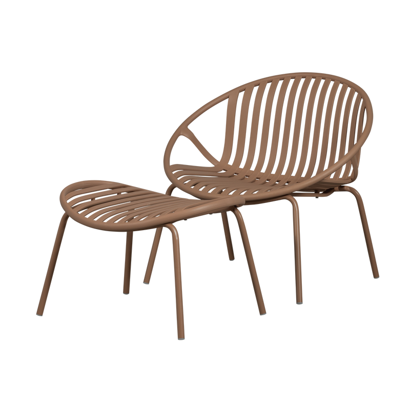 WOOOD Bruce Trädgårdsfåtölj med Fotpall - Laxrosa