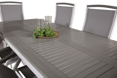 Venture Home Albany Rektangulärt Matbord 152 x 90 Vit + 6 st Positionsstolar Vit