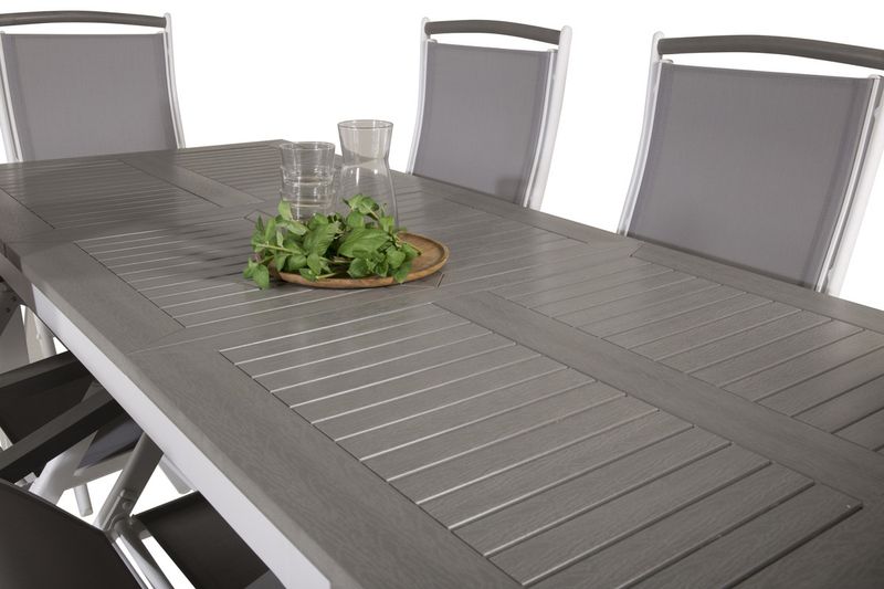 Venture Home Albany Rektangulärt Matbord 152 x 90 Vit + 6 st Positionsstolar Vit