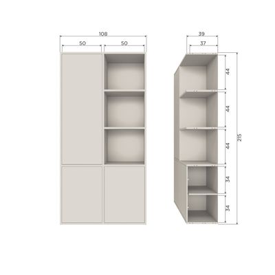 WOOOD MEGGY Förvaringsskåp Vänster 108 cm Furu Dammpine