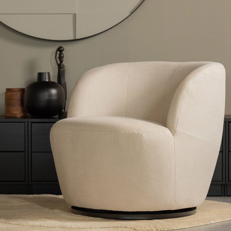 WOOOD Serra Snurrfåtölj i Vävd Benvit Polyester