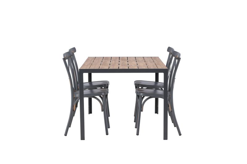 Venture Home Break & Tablas Rektangulärt Matbord 150 x 90 Svart + 4 st Matstolar Mörkgrå