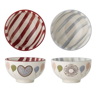 Bloomingville Mini Darby Skål, Röd, Stengods - 6-pack