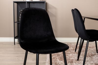 Venture Home Petra & Polar Rektangulärt Matbord 190 x 90 Svart + 6 st Matstolar Svart