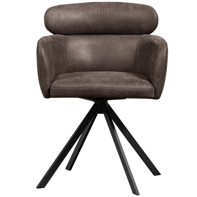 WOOOD Fenne Snurrbar Matstol i Läderlook - Svart 2 st