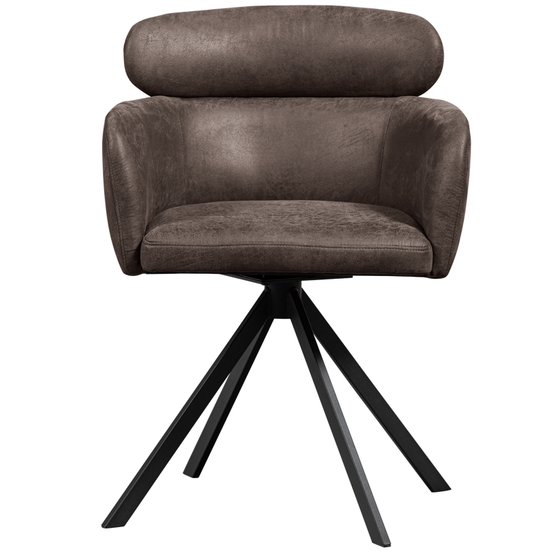 WOOOD Fenne Snurrbar Matstol i Läderlook - Svart 2 st