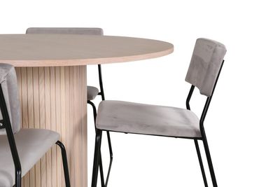 Venture Home Kenth & Bianca 4 st Matstolar Grå + Runt Matbord ⌀110 Vitputsad