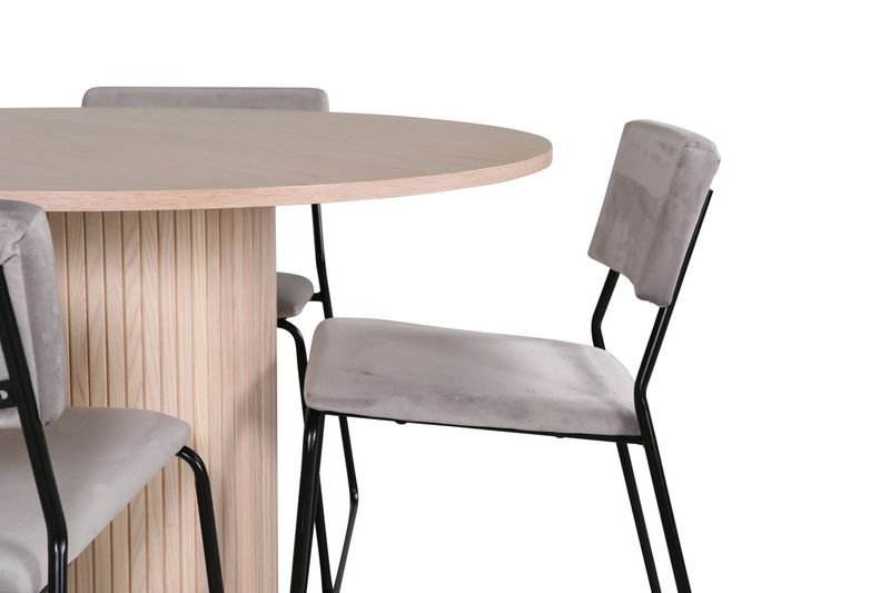 Venture Home Kenth & Bianca 4 st Matstolar Grå + Runt Matbord ⌀110 Vitputsad