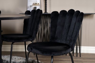 Venture Home Limhamn & Copenhagen 6 st Matstolar Svart + Runt Matbord ⌀140 Svart