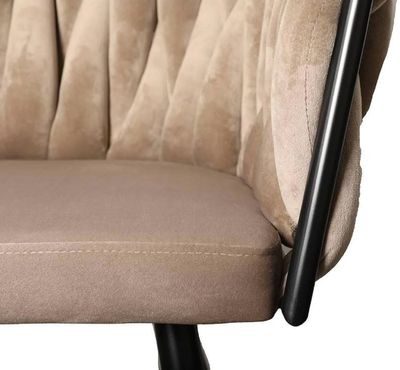 Homerebels Matstol Sand – Sammet & flätad rygg