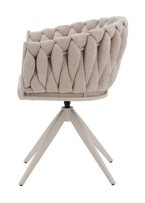 Homerebels Wave Chair Matstol Beige – Flätad rygg & 360° roterbar