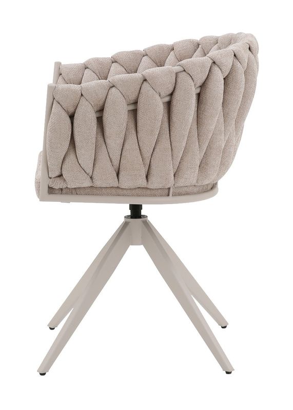 Homerebels Wave Chair Matstol Beige – Flätad rygg & 360° roterbar