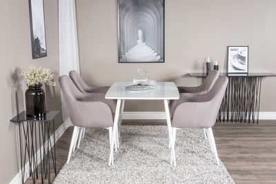 Venture Home Polar & Comfort Rektangulärt Matbord 120 x 75 Vit + Matstolar 4 st Grå