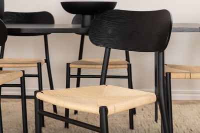 Venture Home Uno & Polly Rektangulärt Matbord 200 x 90 Svart + 6 st Matstolar Svart