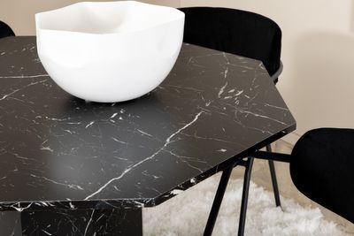 Venture Home Arrow & Marbs 4 st Matstolar Svart + Runt Matbord ⌀110 Svart