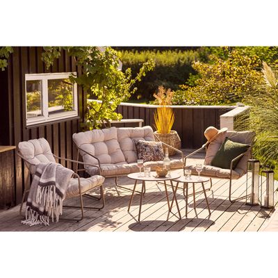 House Nordic Nilo Loungeset i Stål med Dynor i Sand