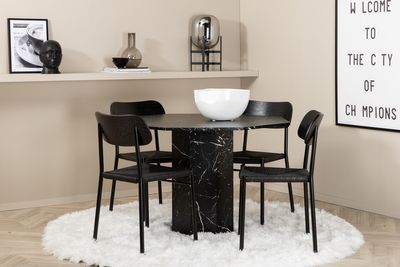Venture Home Marbs & Polly Runt Matbord ⌀110 Svart + 4 st Matstolar Svart