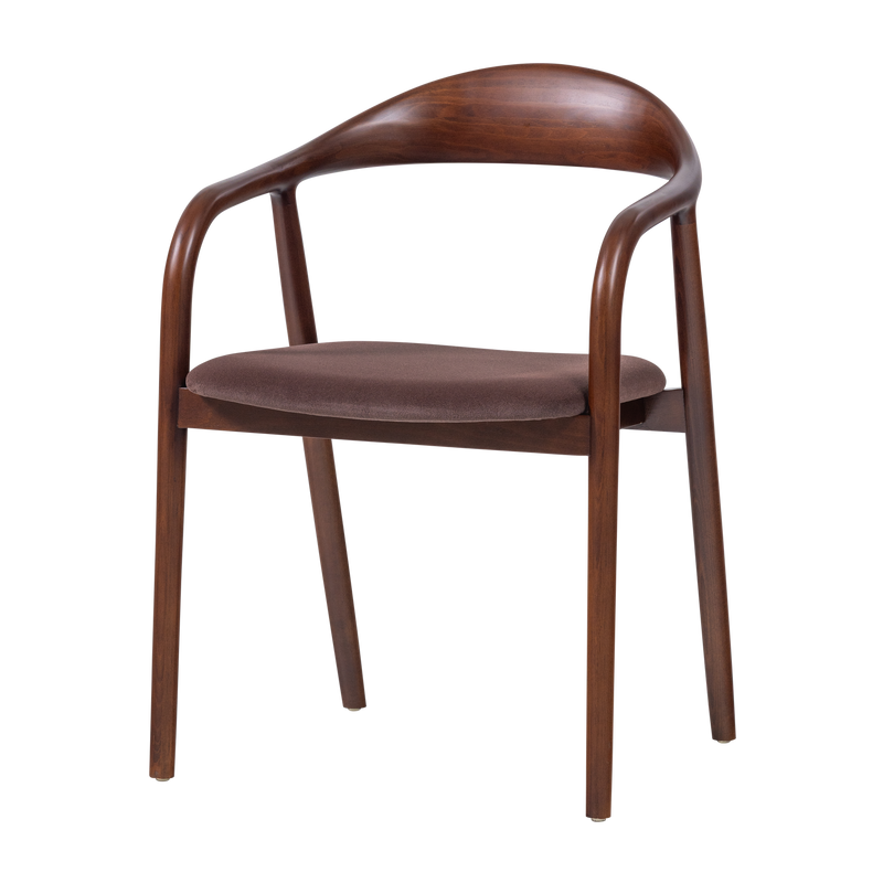 WOOOD Bran Matstol i Bokträ med Brun Sammet 2 st