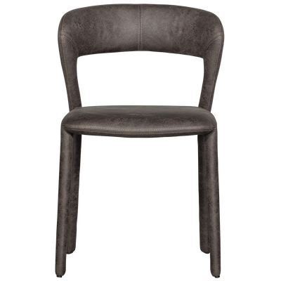 WOOOD Noble Matstol i Läderlook Svart/Grå 2 st