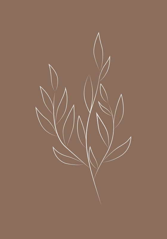 Venture Home Drawed leaf Poster Brun