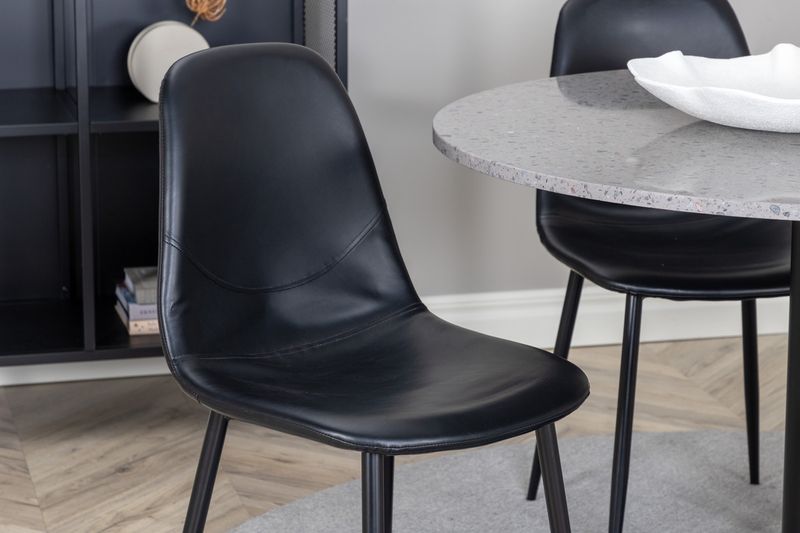 Venture Home Razzia & Polar Runt Matbord ⌀106 Grå + 4 st Matstolar Svart