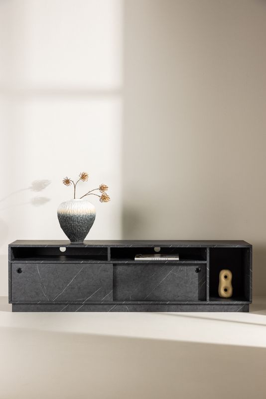 Venture Home Girona TV-bänk i svart melamin