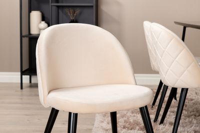 Venture Home Petra & Velvet Rektangulärt Matbord 190 x 90 Svart + 6 st Matstolar Beige