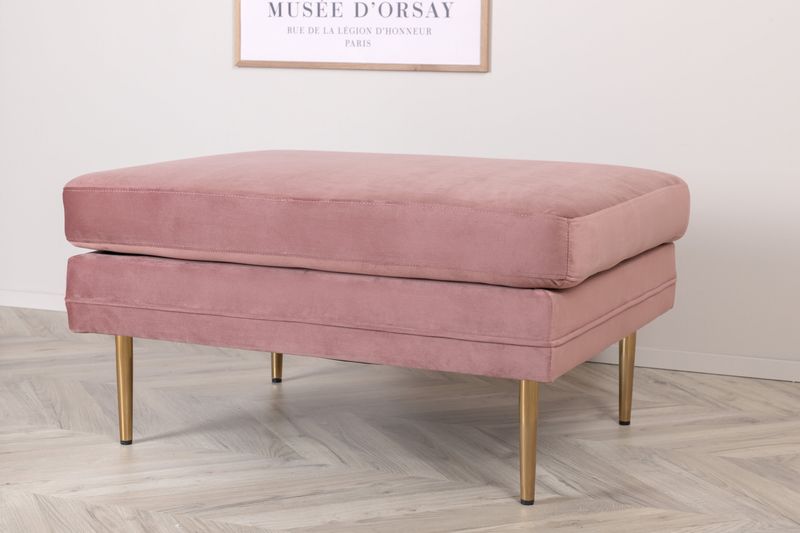 Venture Home Boom Ottoman - Rosa Sammetslen Sittpuff