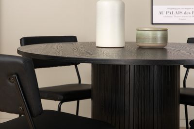 Venture Home Kenth & Bianca 4 st Matstolar Svart + Runt Matbord ⌀110 Svart