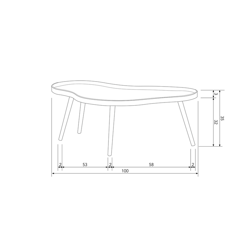 WOOOD Mae Sidobord i Organiskt Långsmalt Trä 2 st