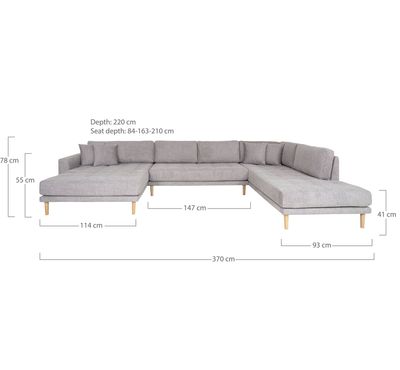 House Nordic Lido U-Soffa Öppen Ände Mörkgrå