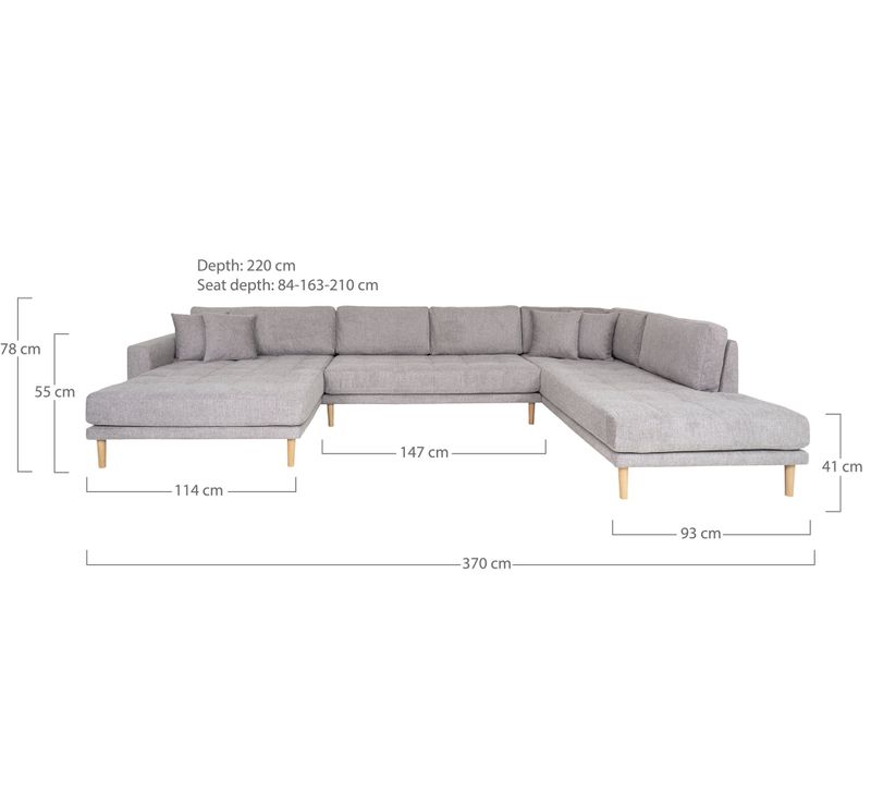 House Nordic Lido U-Soffa Öppen Ände Mörkgrå
