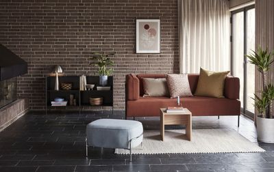 Hübsch Mush bordslampa tall/nickel borstad Ø30 x H50 cm