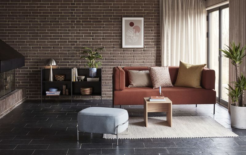 Hübsch Mush bordslampa tall/nickel borstad Ø30 x H50 cm