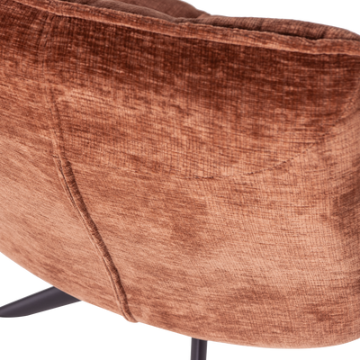 WOOOD Jouke Snurrfåtölj i Chenillestruktur Rostbrun