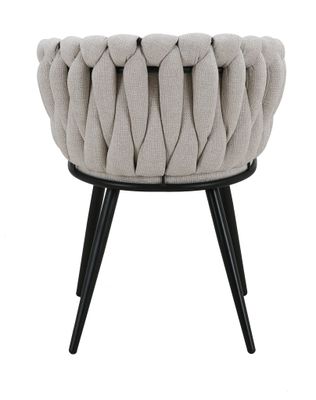 Homerebels Matstol Beige – Tyg & flätad rygg