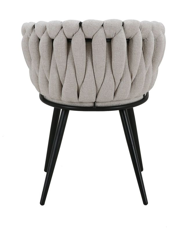Homerebels Matstol Beige – Tyg & flätad rygg