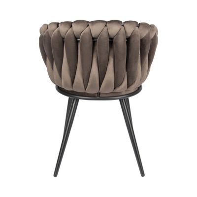 Homerebels Matstol Smokey Taupe – Sammet & flätad rygg