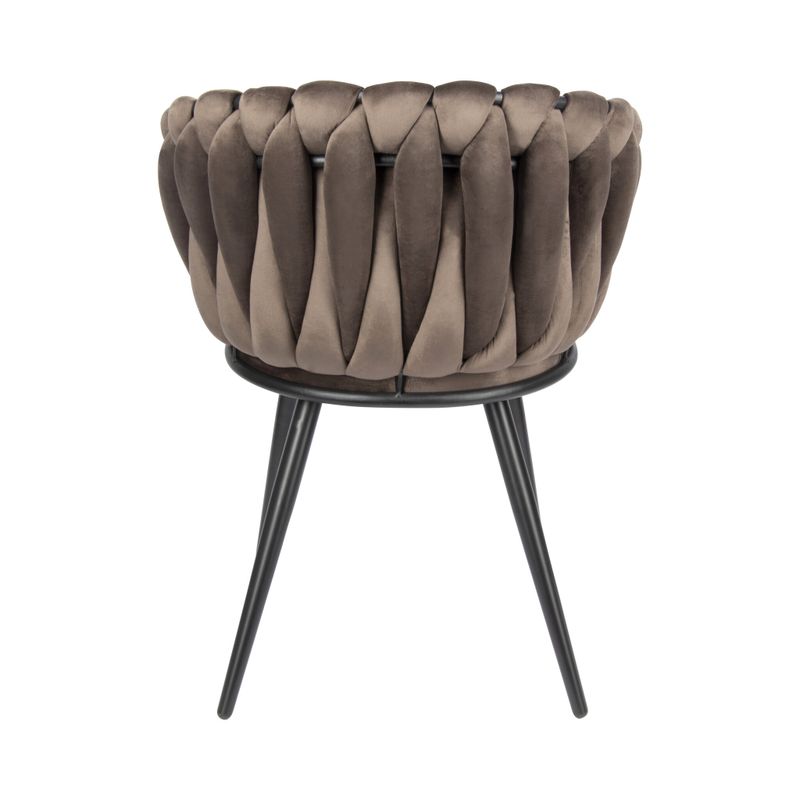Homerebels Matstol Smokey Taupe – Sammet & flätad rygg