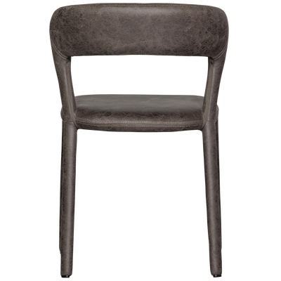 WOOOD Noble Matstol i Läderlook Svart/Grå 2 st