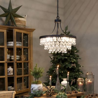 Chiq Antique Versailles Ljuskrona med droppformade glasprismor