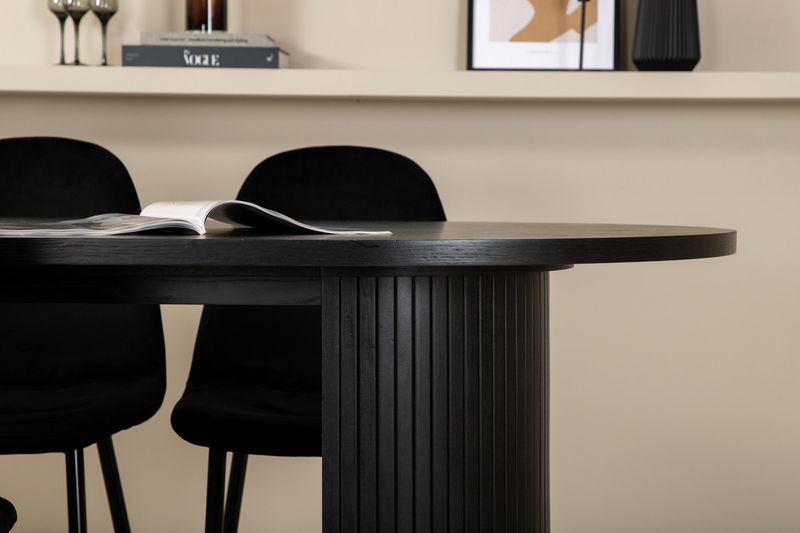 Venture Home Bianca & Polar Ovalt Matbord 200 x 90 Svart + 6 st Matstolar Svart