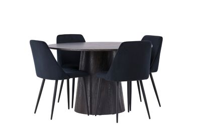 Venture Home Lanzo & Night Runt Matbord ⌀120 Mocka + 4 st Matstolar Svart