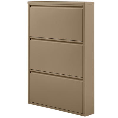 WOOOD Sabine 3-facks Skoskåp i Sandfärgat Metall