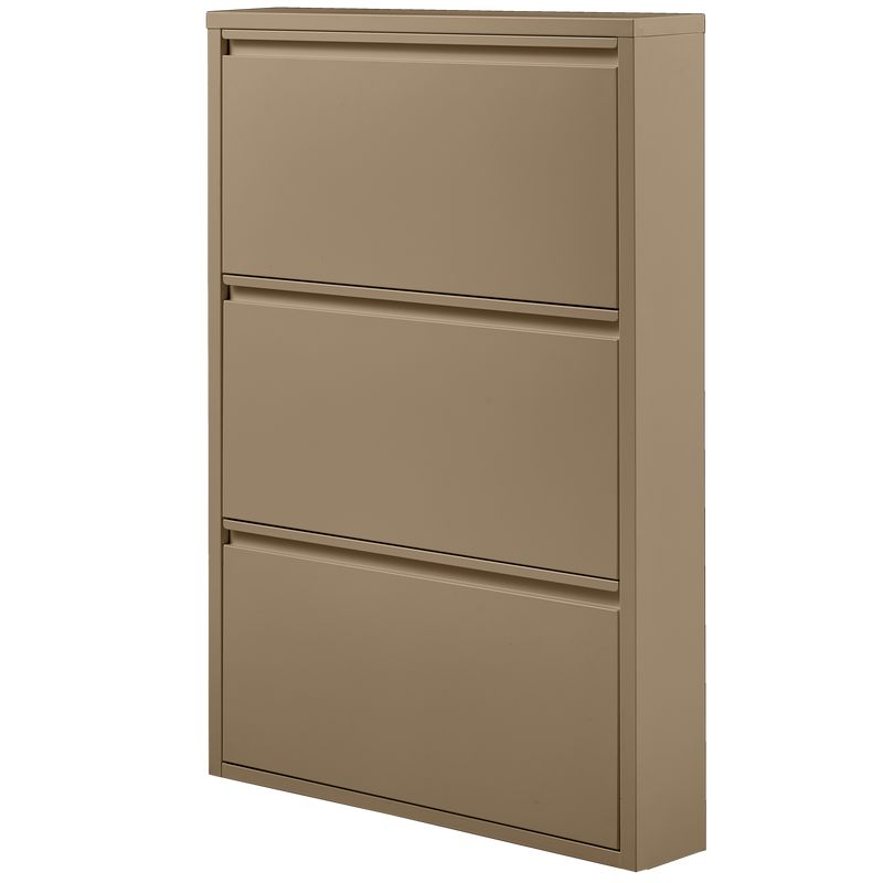 WOOOD Sabine 3-facks Skoskåp i Sandfärgat Metall