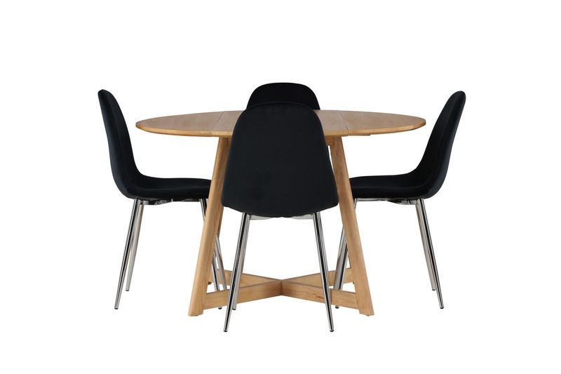 Venture Home Yakidon & Polar Runt Matbord ⌀120 Brun + 4 st Matstolar Svart